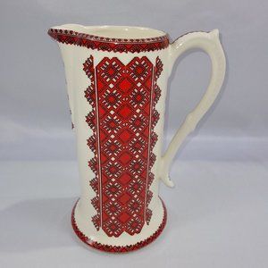 Ukrainian Design Ceramic Pitcher 10" Vintage Vase Pottery